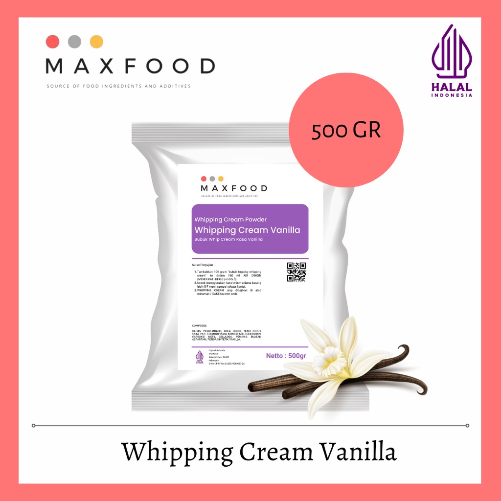 

Whipping Cream Vanilla / Bubuk Whip Cream Rasa Vanilla 500gr