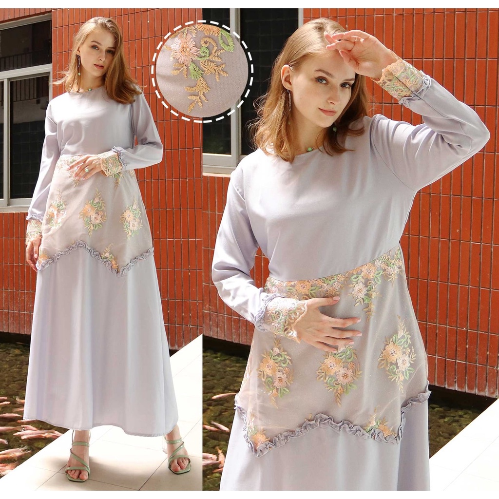 Baju Dress Gamis Pesta Brukat Cantik Wanita Muslimah Adem Mewah Elegan Casual Trand Kondangan Model 