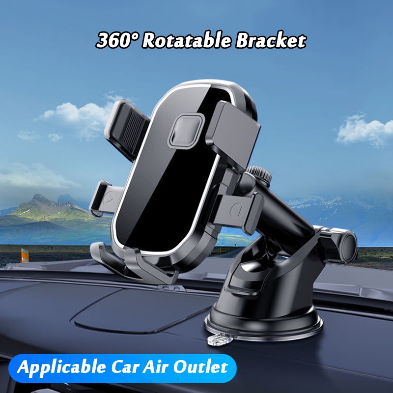 360° Rotatable Klip Arm Phone Holder Outlet Mobil Udara Non-slip Rak Universal Mobil Ponsel Stand Dashboard Navigasi Bracket