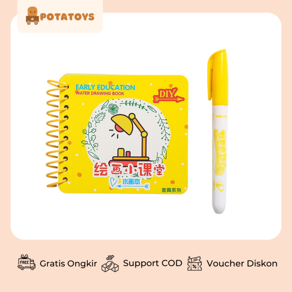 [ Potatoys ] Mini Water Drawing Book / Water Doodle Book / Mainan anak water doodle kecil buku spiral/ magic water book