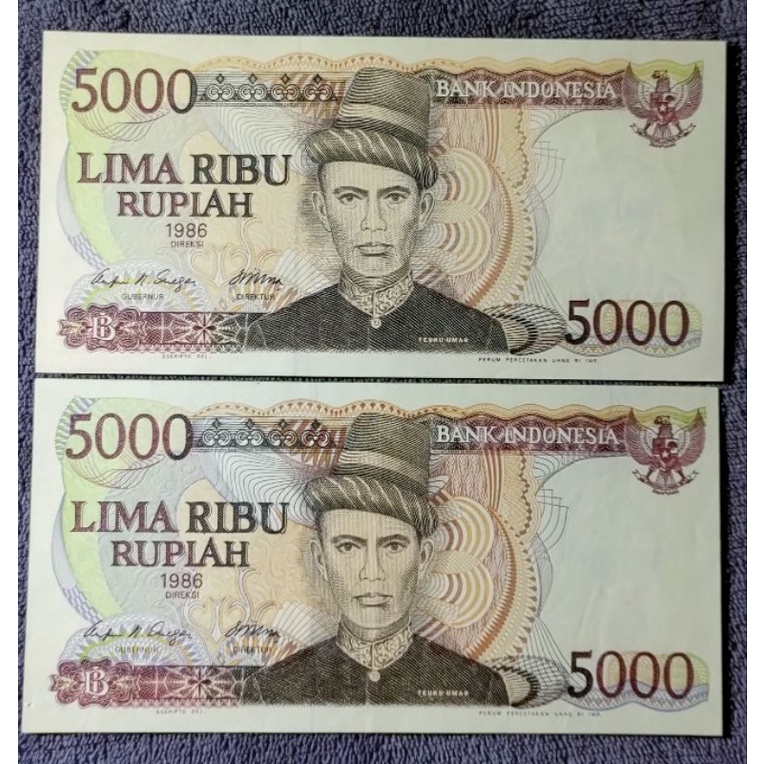 Uang Kuno 5000 Rupiah Teuku Umar 1986 UNC