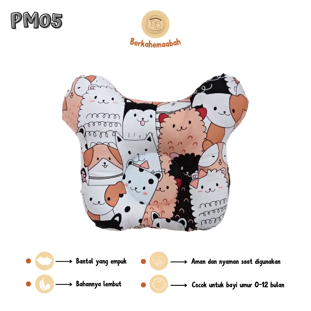 (DOG&amp;CAT COKLAT) Bantal Bayi Anti Peyang Mickey Series | Bantal Bayi | Flat Head Prevention Pillow | Bantal Mickey Series