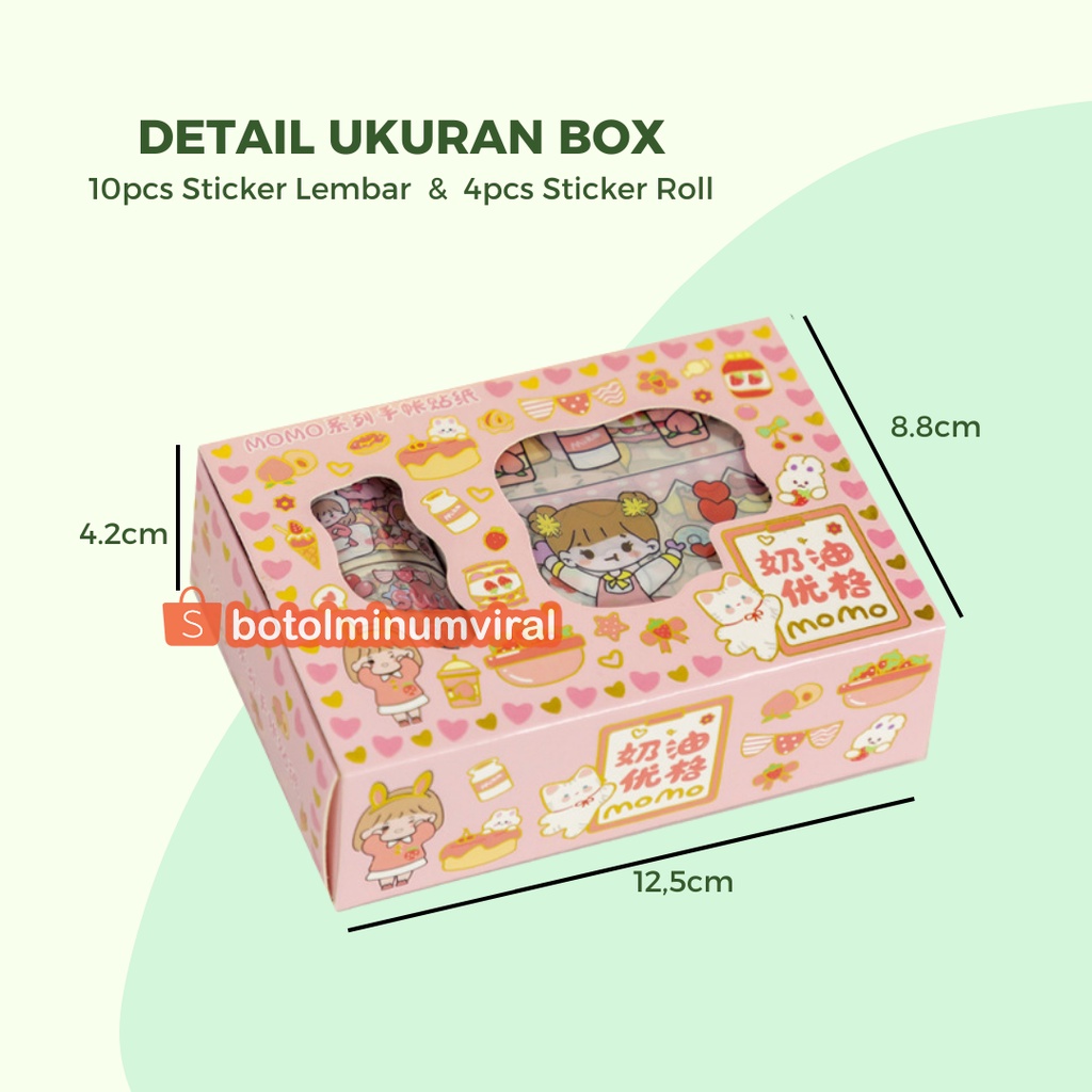 Sticker Momo Viral Roll 2D Waterproof Aesthetic Tahan Air