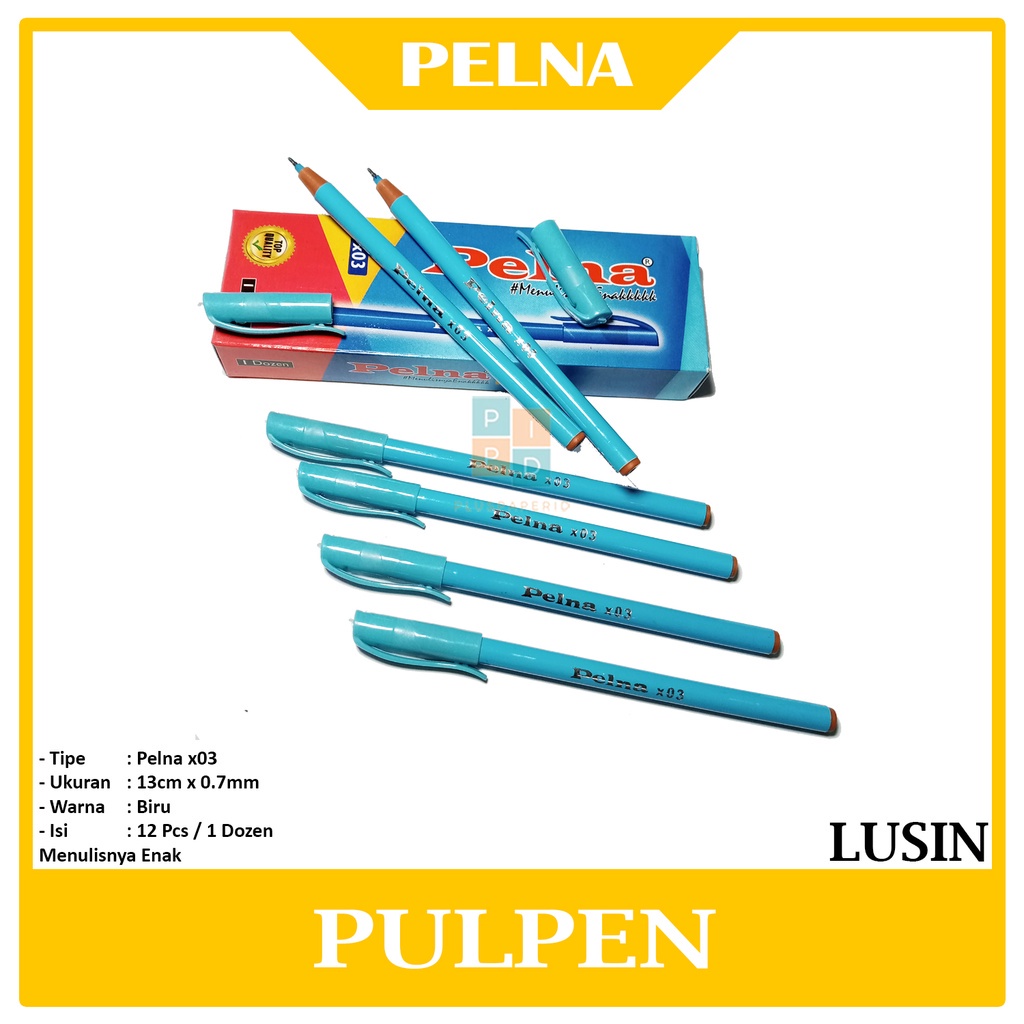 

PELNA - Pulpen Pena x03 Biru - Body Pulpen Berwarna - Lusin