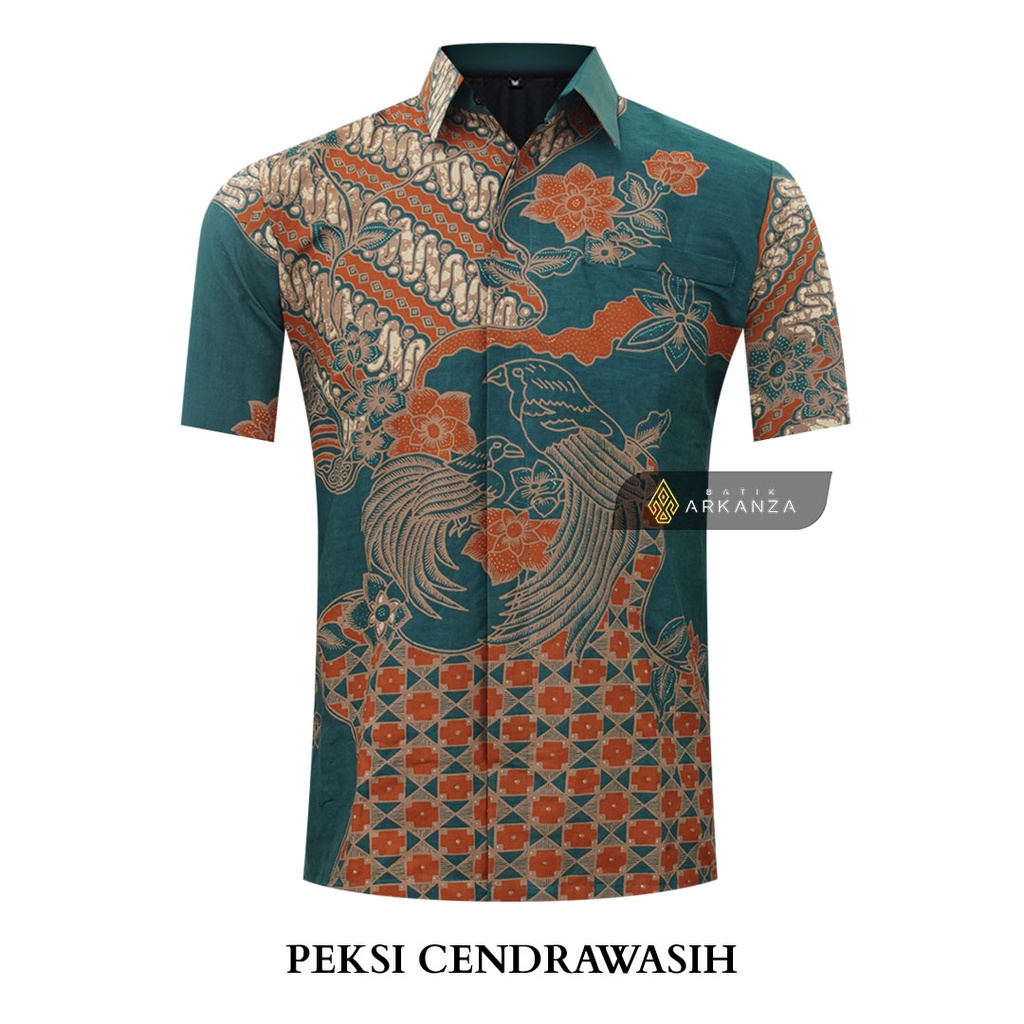 BATIK ARKANZA Motif PEKSI CENDRAWASIH Hem Atasan Kemeja Baju Batik Pria Cowok Laki Laki Slimfit Full Lapis Furing Lengan Panjang Lengan Pendek Original Asli