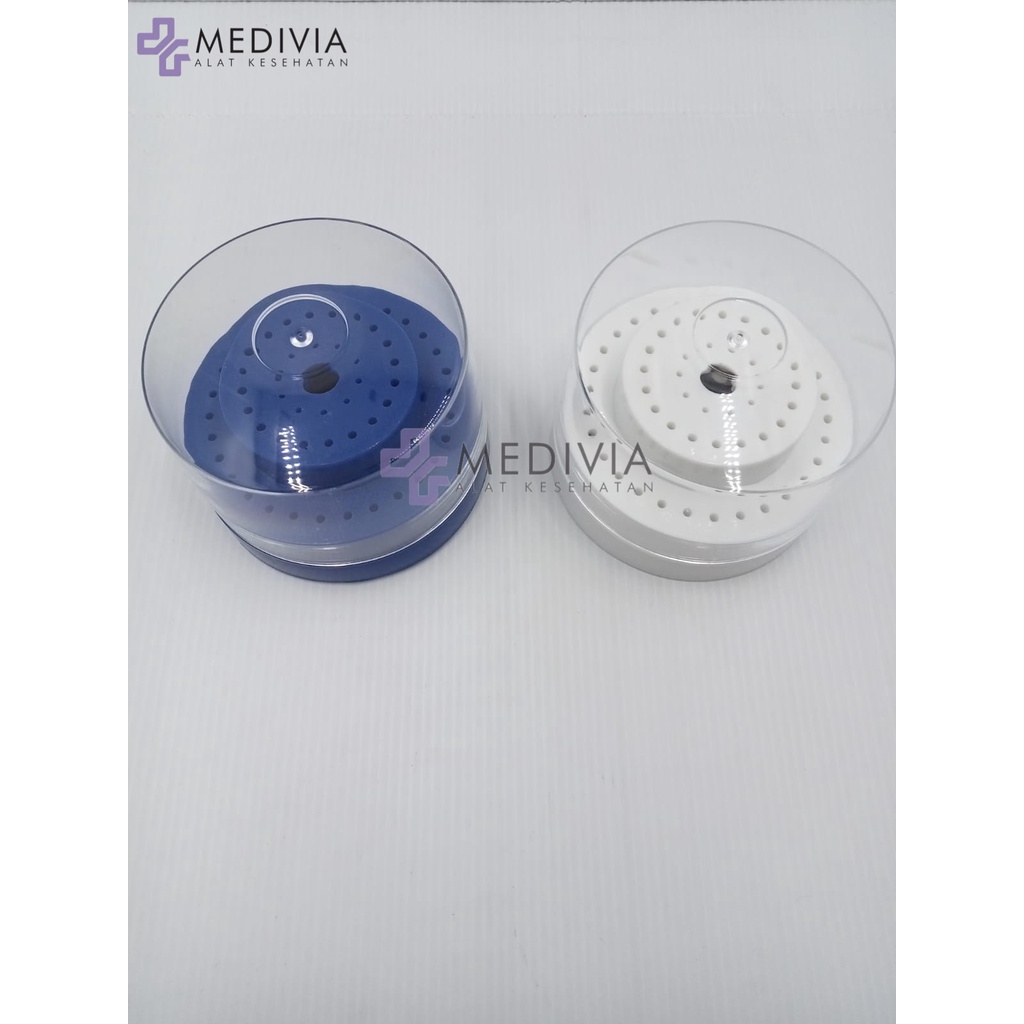 DENTAL KOTAK BUR HOLDER BULAT TEMPAT BUR LOW SPEED HIGH SPEED 60 HOLES