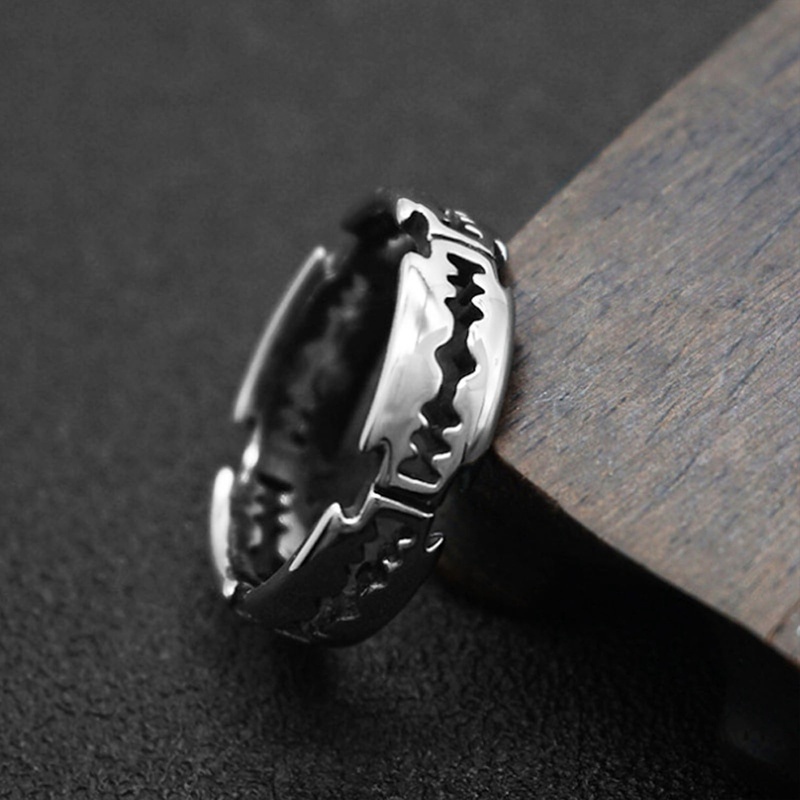 Hip Hop Bladed Ring Fashion Punk Rock Warna Hitam Perak Cincin Pasangan Kekasih Rings Untuk Pria Dan Wanita Ring