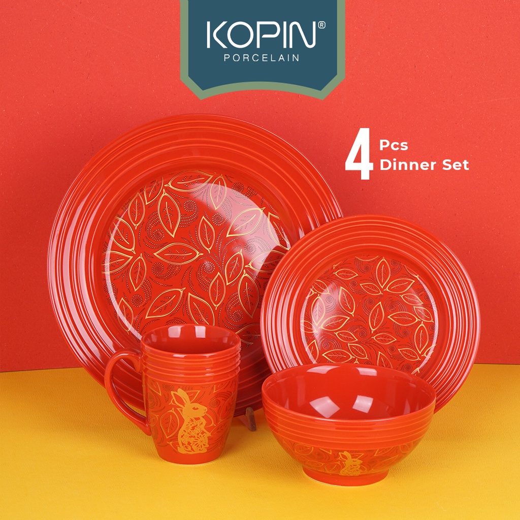 Dinner Set Keramik Porcelain ISI 4 PCS Model IMLEK 1 Tahun 2023 | KOPIN