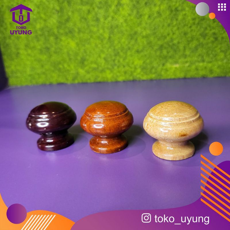 Tarikan handle laci bulat kayu knop kabinet gagang furniture