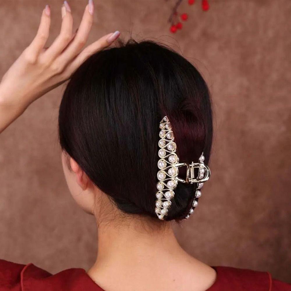 Needway Gelombang Rambut Cakar Jepit Rambut Hiu Klip Elegan Untuk Anak Perempuan Hiasan Kepala Berlian Ponytail Holder Hiasan Kepala Gaya Korea Hair Clip