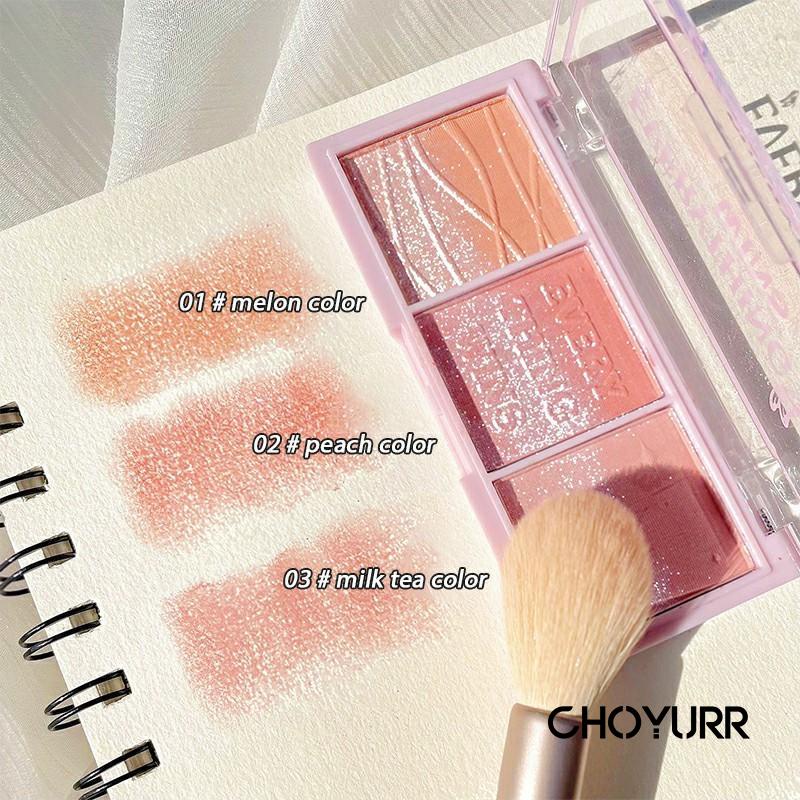 【COD】Blusher &amp; Eyeshadow Palette 3 Warna Natural Pearlescent Shimmer Riasan Telanjang Lembut Korean Makeup Original Import-CH