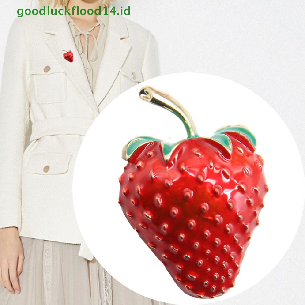 [GOOGFOUR] Fashion Enamel Merah Strawberry Wanita Pin Bros Kerah Lapel Badge Perhiasan Hadiah [TOP]