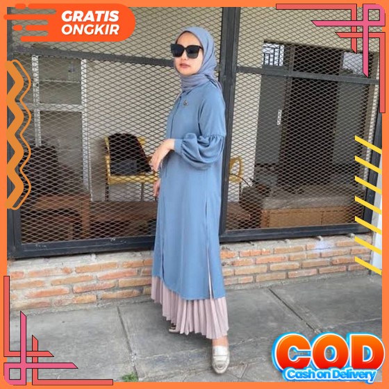 Baju Gamis Burbery Mix Moscrepe Wanita Dewasa Remaja Busui Kekinian Terbaru 2022 Modern Simple Elega