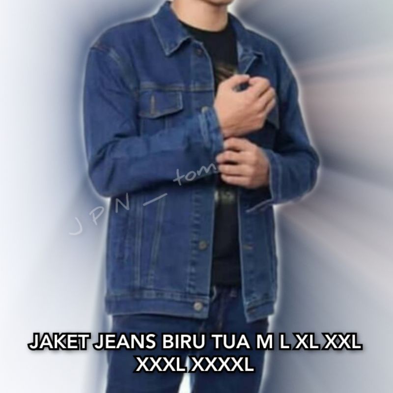 Jaket Jeans Big Size Pria Wanita Oversize Denim Jins Polos Jumbo Warna Biru Muda Ukuran Besar XXL XXXL XXXXL XXXXXL XXXXXXL 5XL 6XL Ld 120 Ld 130 Ld 140 Bahan Tebal Premium Oversize Levi s m l xl