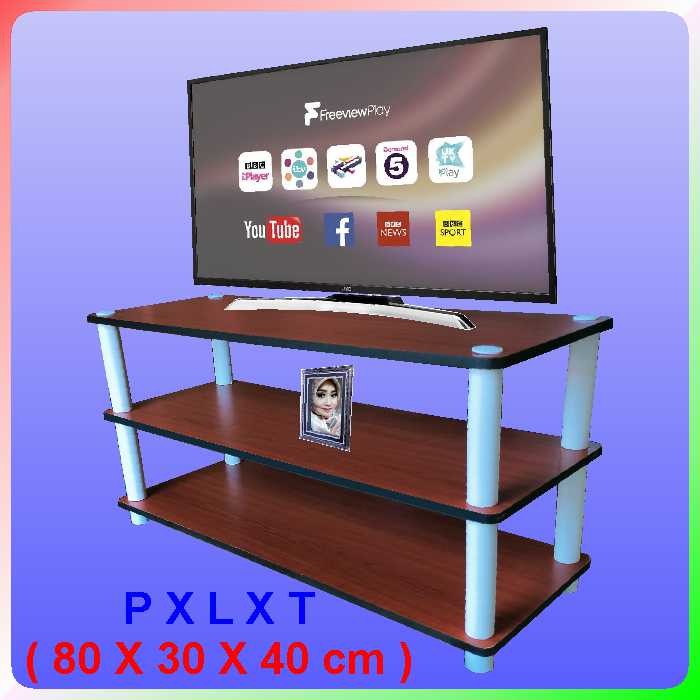 Tabl Rs3-3080 ( Cherry ) Rak Tv 3 Susun, Meja Rak Tv Jumbo, Rak Tv Murah,