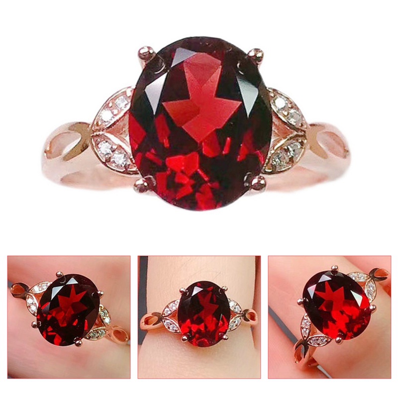 Cincin Desain Minimalis Perempuan Hias Oval Merah Cubic Zirconia Penjualan Panas Perhiasan Yang Dapat Disesuaikan Untuk Wanita Hadiah Tunangan Pernikahan