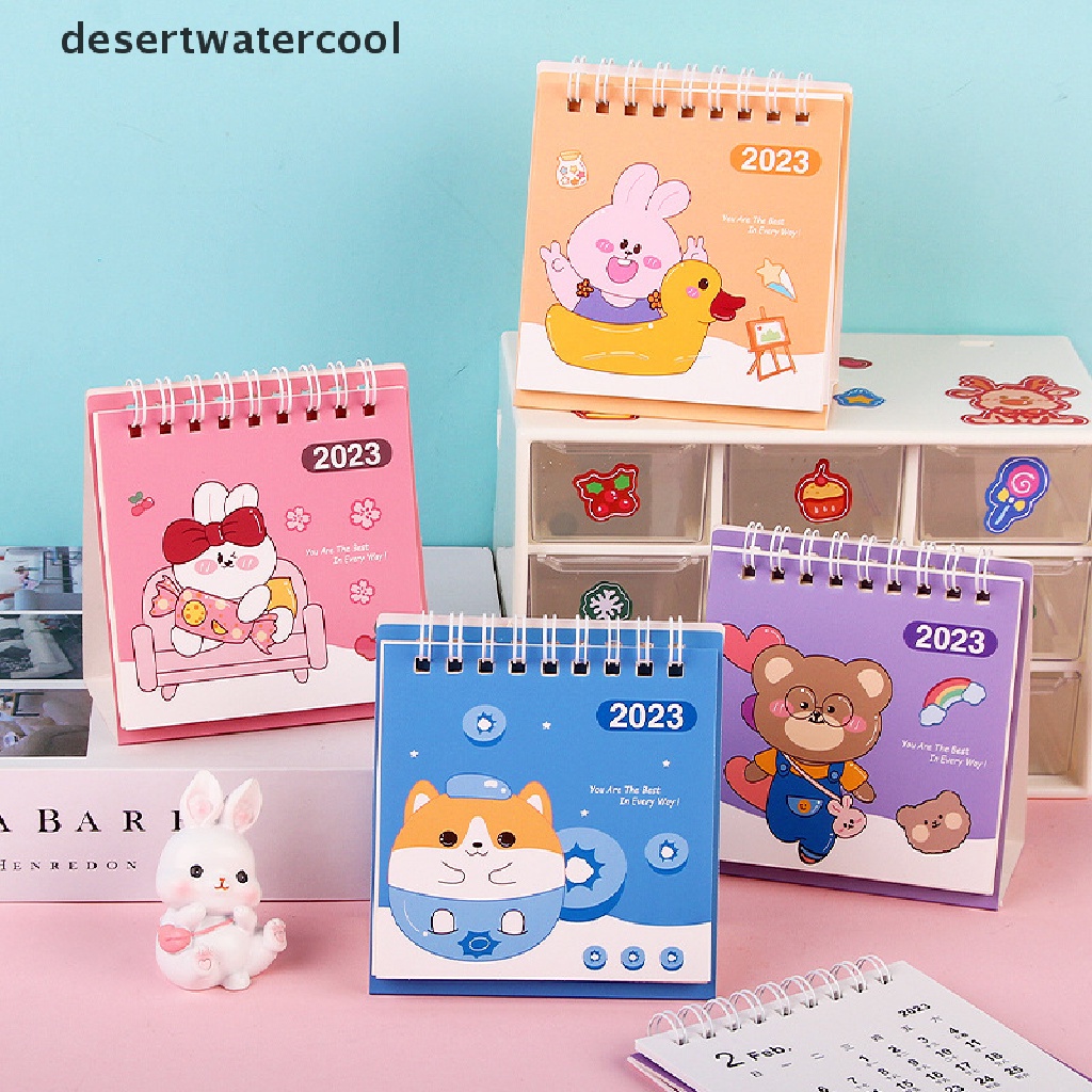 Deid 2023tahun Kelinci Kartun Lucu Kalender Meja Kalender Harian Jadwal Mingguan Planner Agenda Organizer Alat Tulis Halaman Putar Kalender Abadi Martijn
