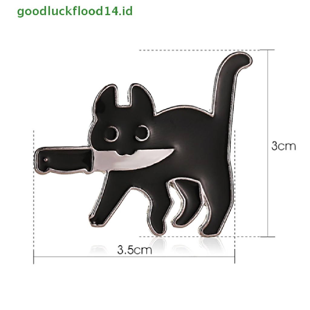 [GOOGFOUR] Kartun Kreatif Kucing Hitam Pemodelan Pop Enamel Pin Kerah Lencana Bros [TOP]