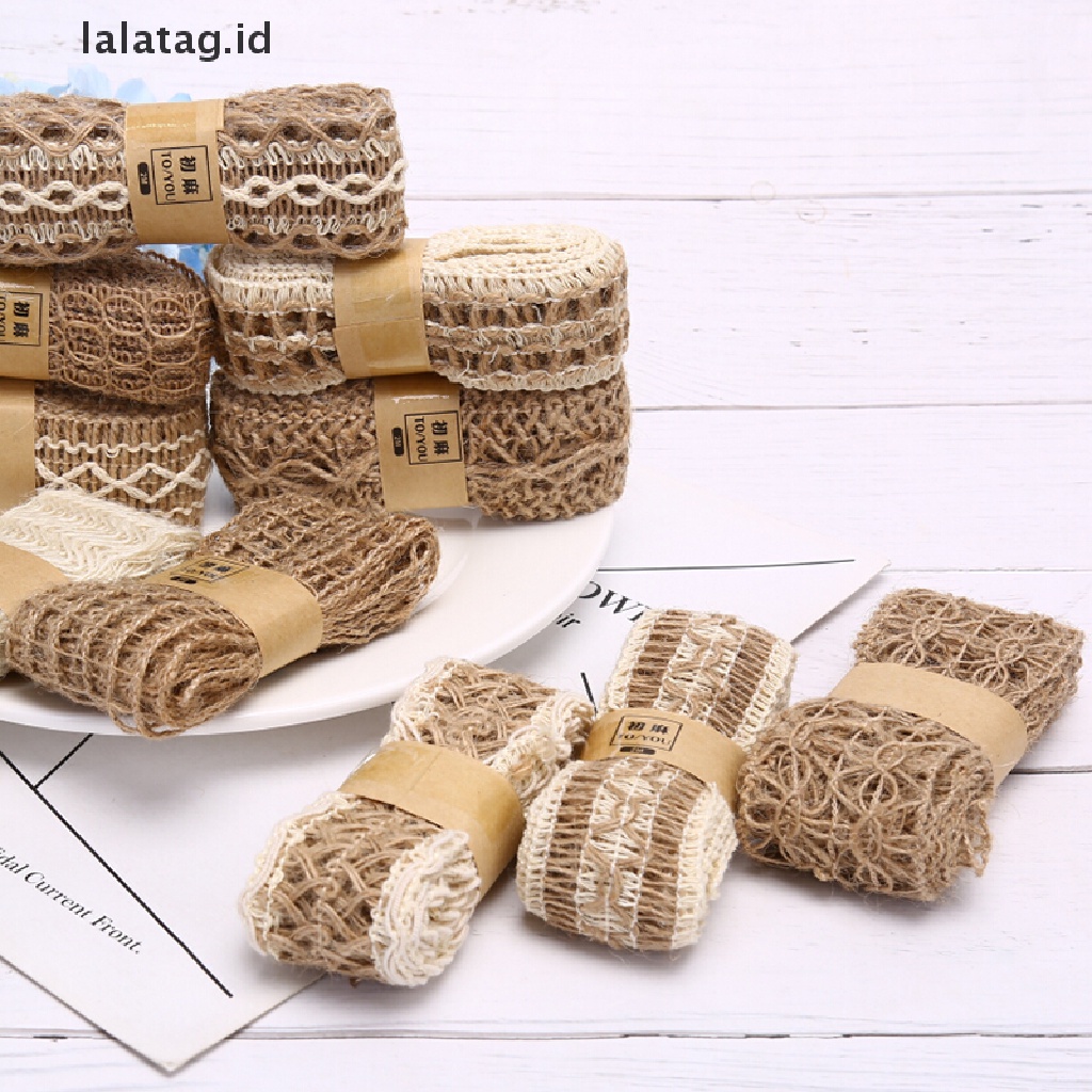 [lalatag] 2m Natural Hessian Goni Goni Pita Renda DIY Craft Dekorasi Pesta Pernikahan [ID]