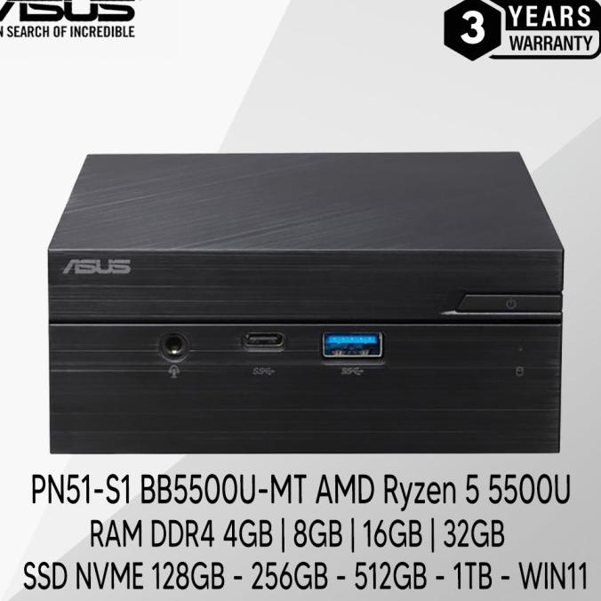 Mini PC Asus PN51-S1 BB5500U-MT AMD Ryzen 5 5500U + RAM + SSD NVME W11