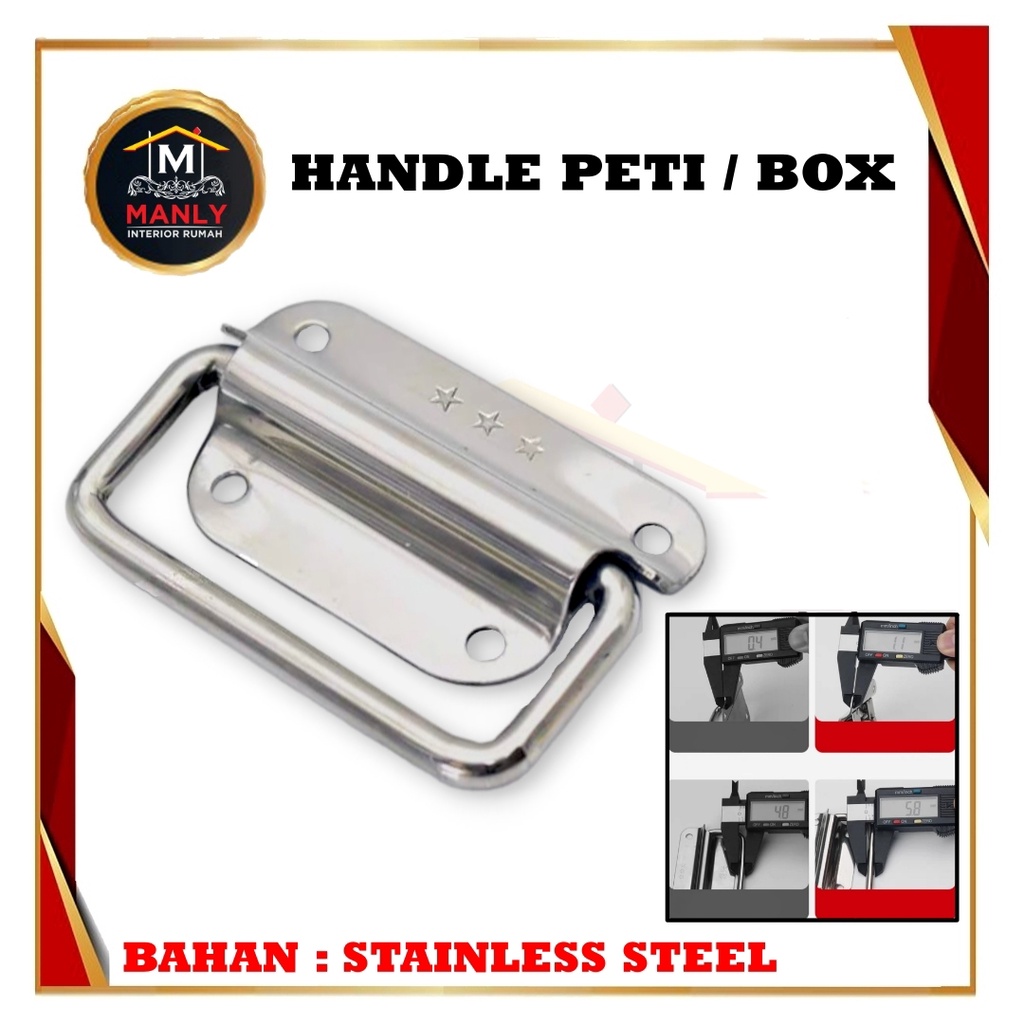 Plat Handle pegangan peti box tarikan peti koper  tarikan pegangan box tarikan kotak box Stainless