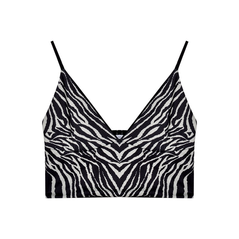 DF BJ366 Tank Top Crop Motif Garis Wanita Tanktop Printed Zebra Korean Fashion