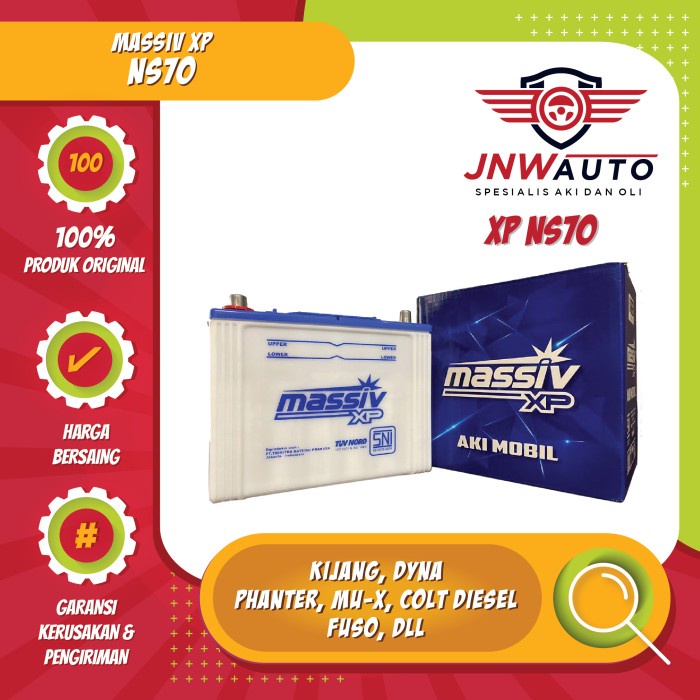 Aki Mobil Massiv XP NS70 untuk Kijang, Dyna, Colt Diesel, Fuso, MU-X