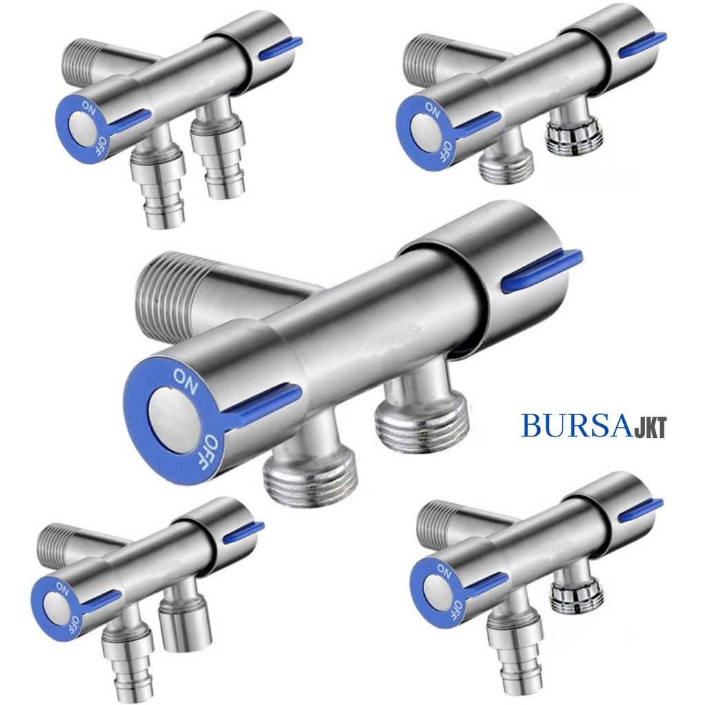DOUBLE STOP KRAN SUS304 CABANG KIRI DAN KANAN KRAN SHOWER MERAH DAN BIRU