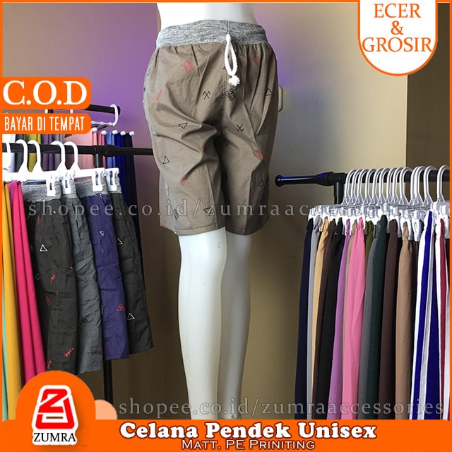 Paket isi 4 pcs Celana Pendek Printing Unisex Pria Wanita