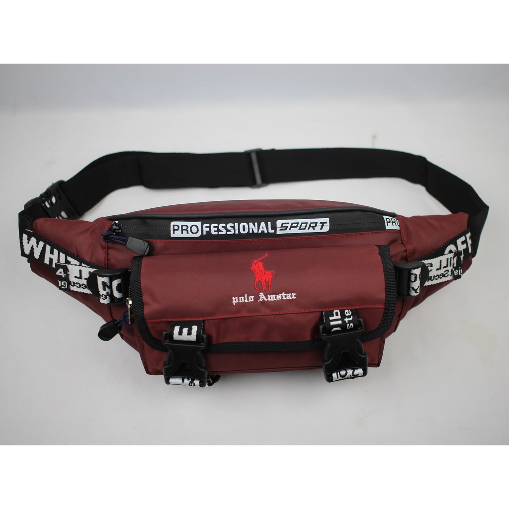 Waistbag Pria Terbaru Bahan Parasut Original Polo Amstar Tas Pinggang Tas Selempang Bahu Tas Selempang Dada