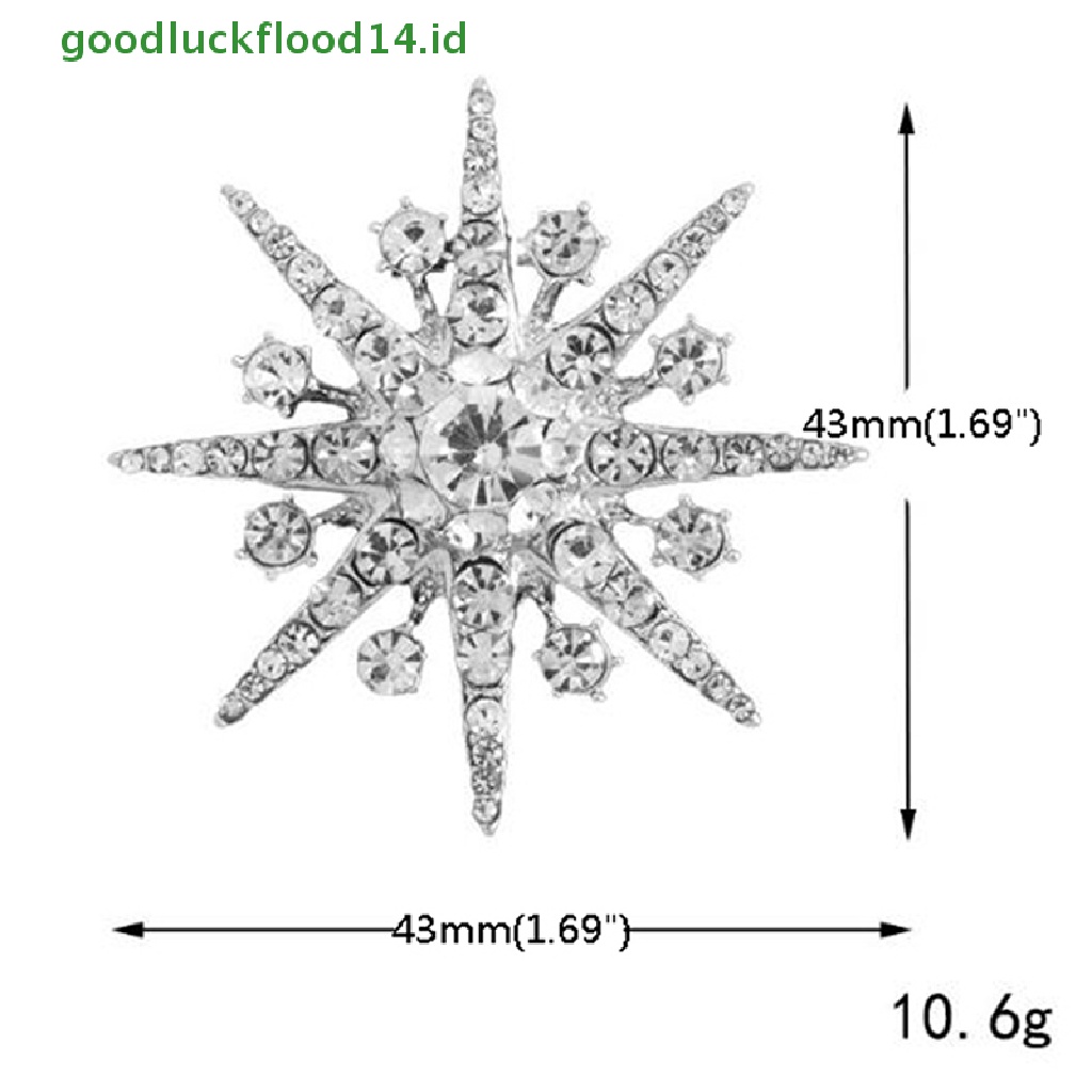 [GOOGFOUR] Pernikahan Perak Snowflake Diamante Bros Berlian Imitasi Kristal Bros Pin Xmas Hadiah  [Atasan]