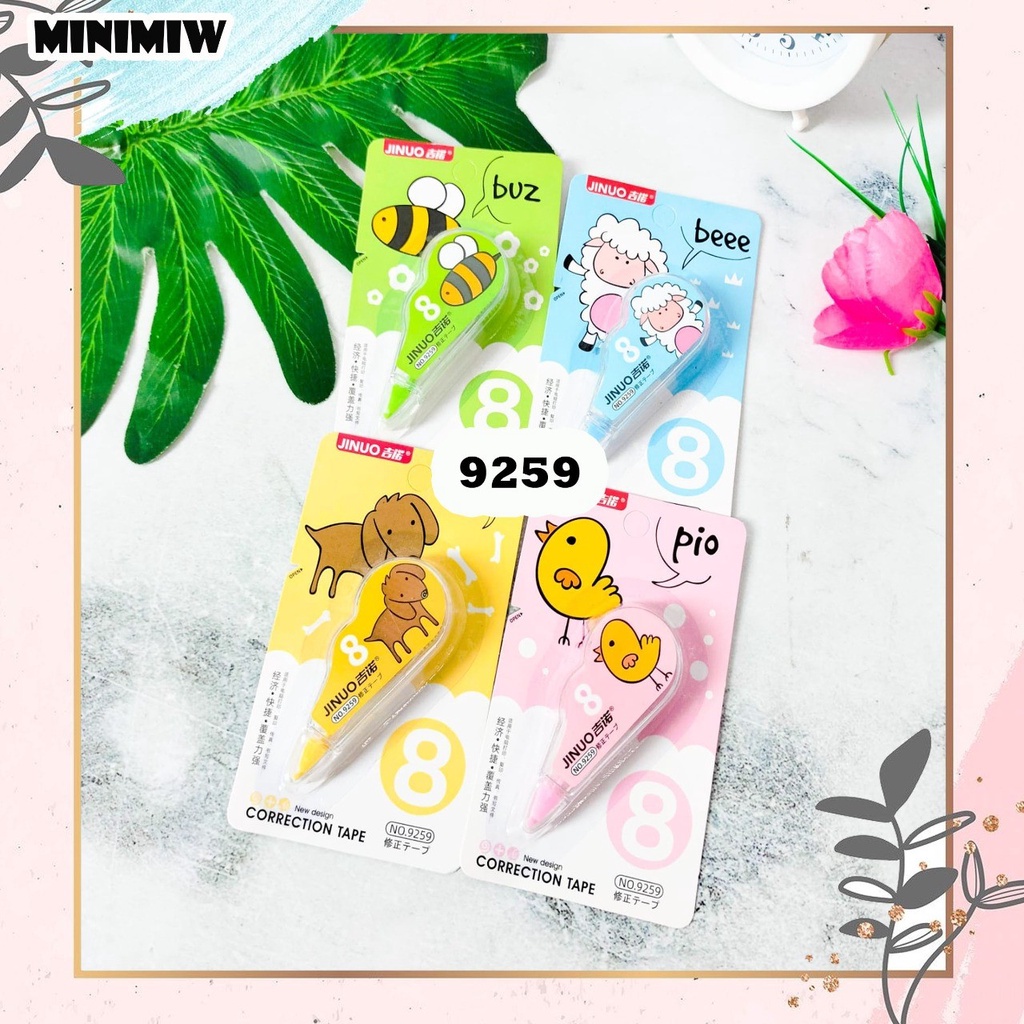 

CORRECTION TAPE ROLL ZOO TIPE-X JINUO 9259 SHEEP DUCK BEE DOG PENGHAPUS PULPEN WARNA WARNI PASTEL ALAT TULIS UNIK