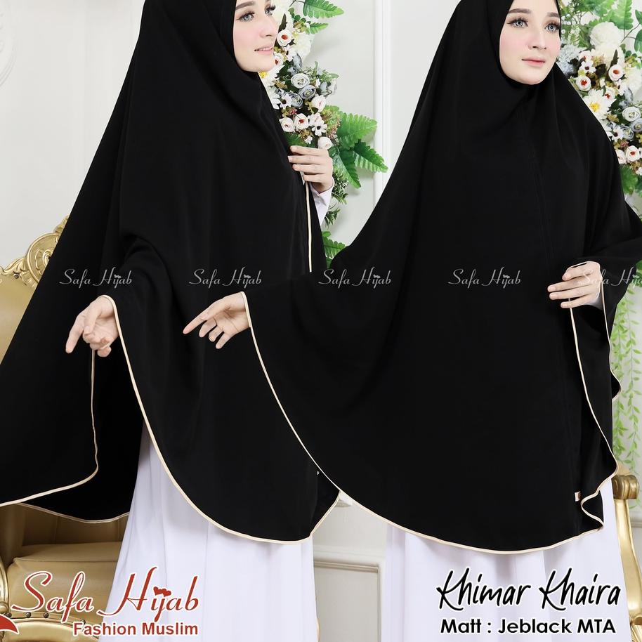 LAI438 KHIMAR JUMBO Syar'i JETBLACK MTA Syar'i JUMBO ORYGINAL list pita warna/polos super cantik pet