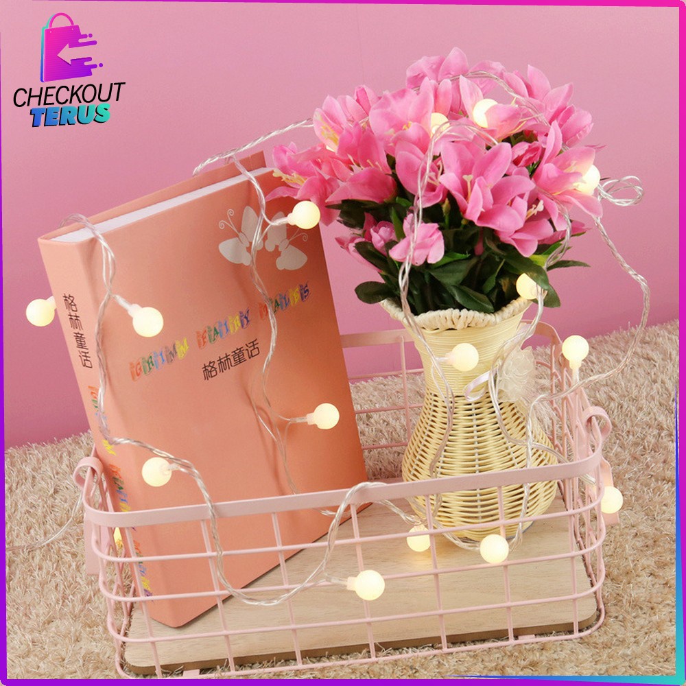 CT C775 Lampu Tumbler LED Rainbow Motif Bola Salju 10 Meter Anggur Bulat Twinkle Light Hiasan Dekorasi Natal