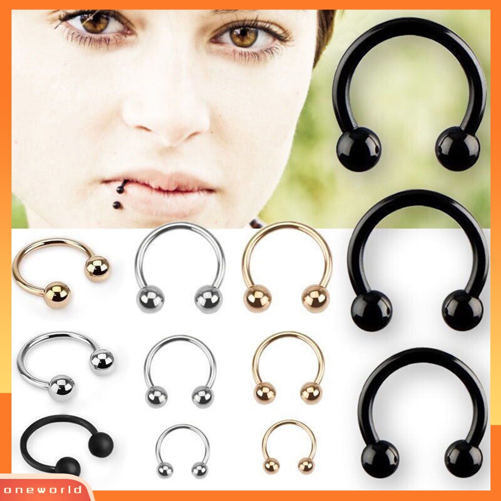 [oneworld] 10pcs Stainless Steel Tapal Kuda Bar Bibir Hidung Septum Cincin Telinga Stud Tindik Tubuh