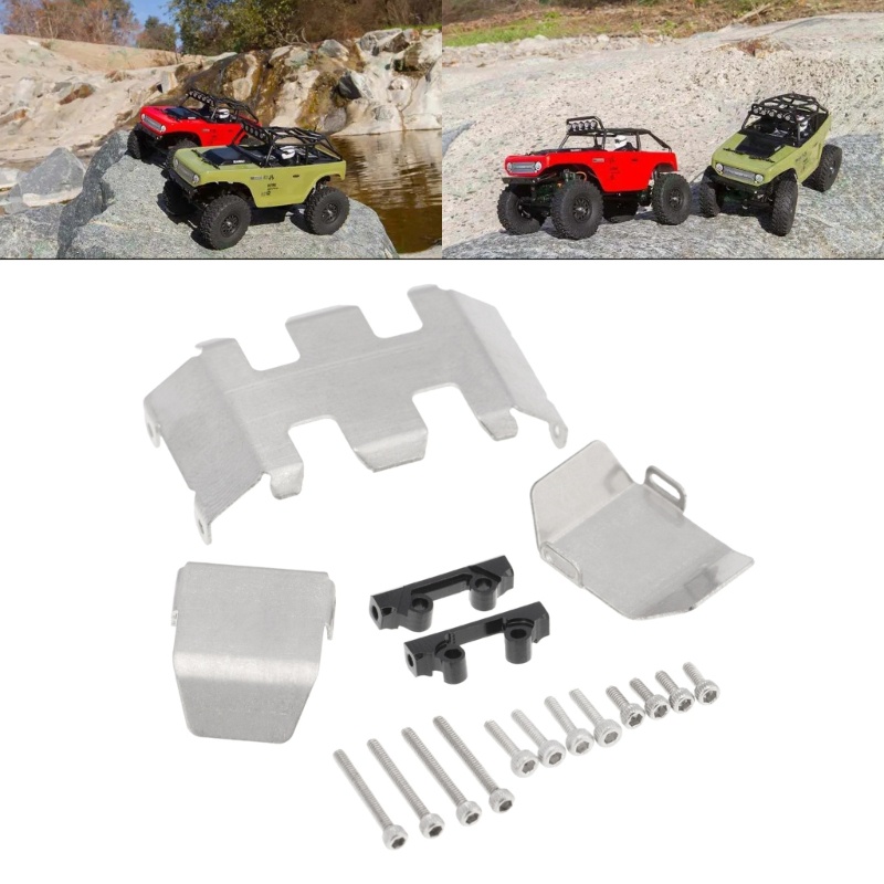 Zzz Stainless Steel RC-Skid-Plate, RC-Chassis Armor Protectors Plate Protection Untuk Mobil Axia SCX24 1/24 RC-Crawler