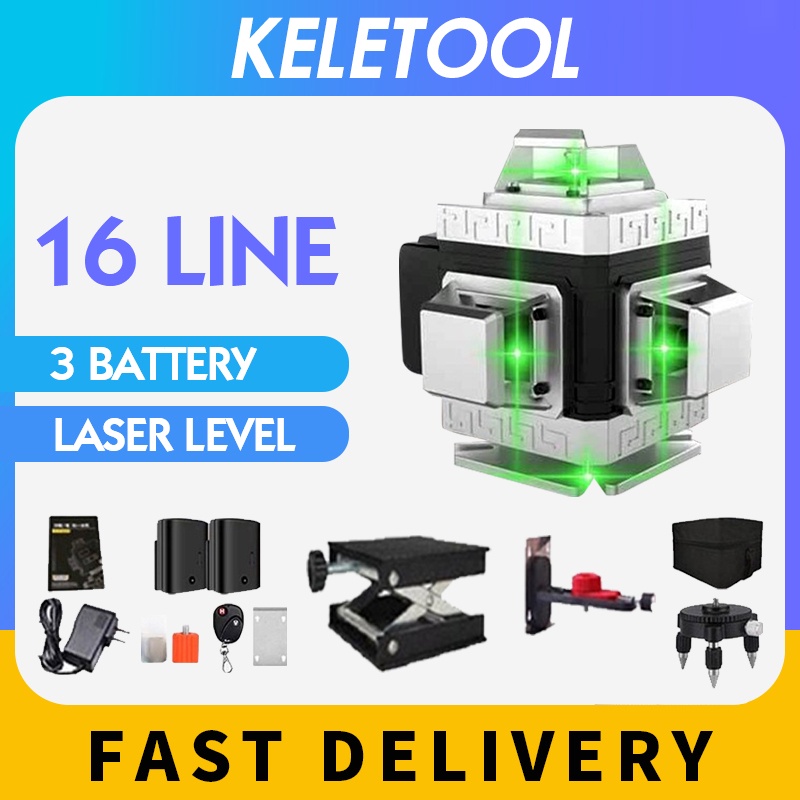 Waterpass laser level laser leveling 360 laser level self-levelling laser hijau alat ukur otomatis
