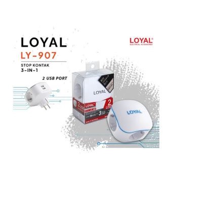 Loyal SY907 Steker 3 lubang + 2 USB + Lampu Indikator