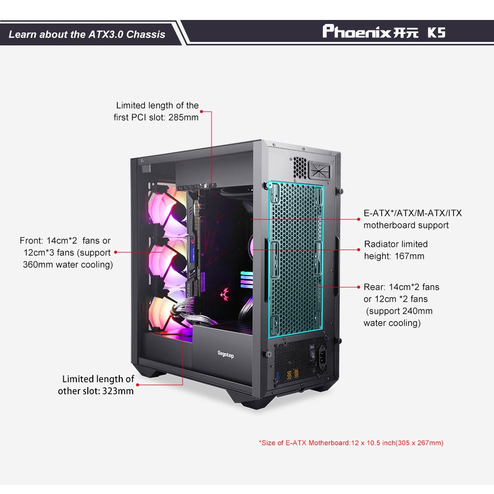 Segotep Phoenix K5 Casing PC Gaming