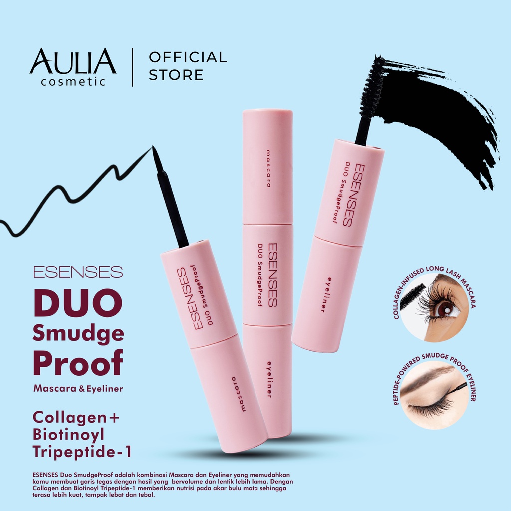 𝐑𝐀𝐃𝐘𝐒𝐀 - ESENSES Duo Smudge Proof Mascara Dan Eyeliner [ With Collagen +Biotinoyl Trpeptide -1 ]