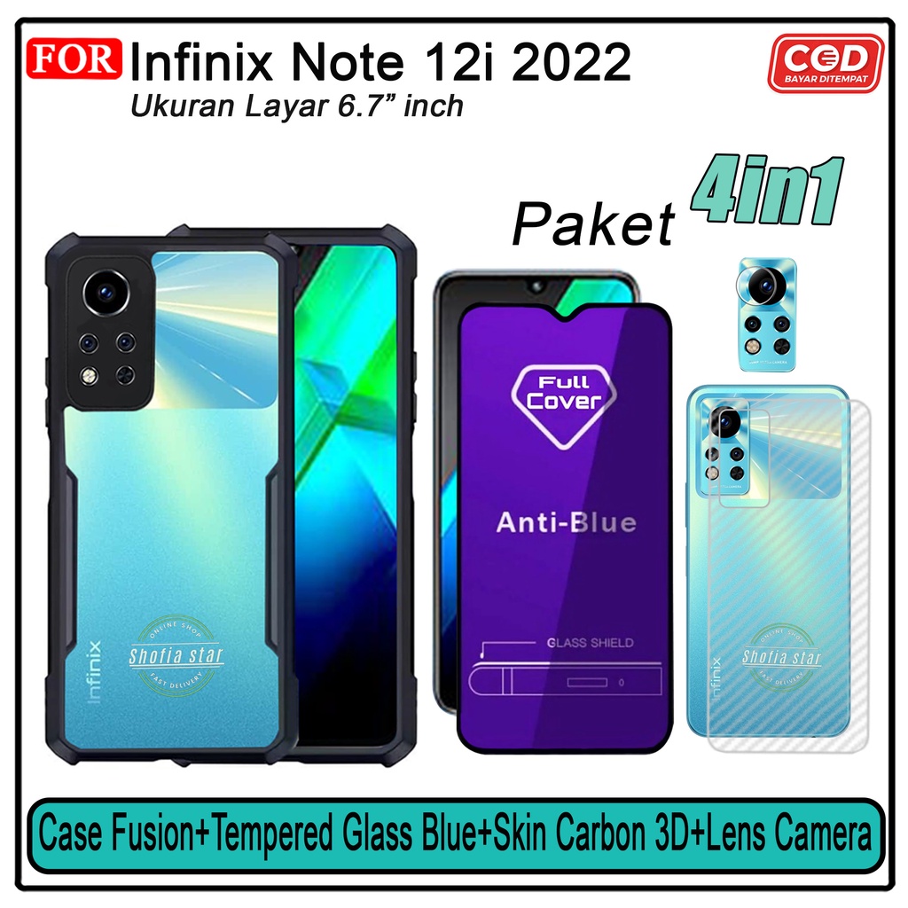 Promo 4in1 Case Infinix Note 12i 2022 Hot 20i 2022 Hot 20s  Soft case Fusion Shockproof Transparan Protect Casing