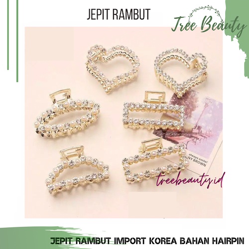 Korean Jepit Rambut import H46 Large Size Clip Pearl Hairpin Rhinestone