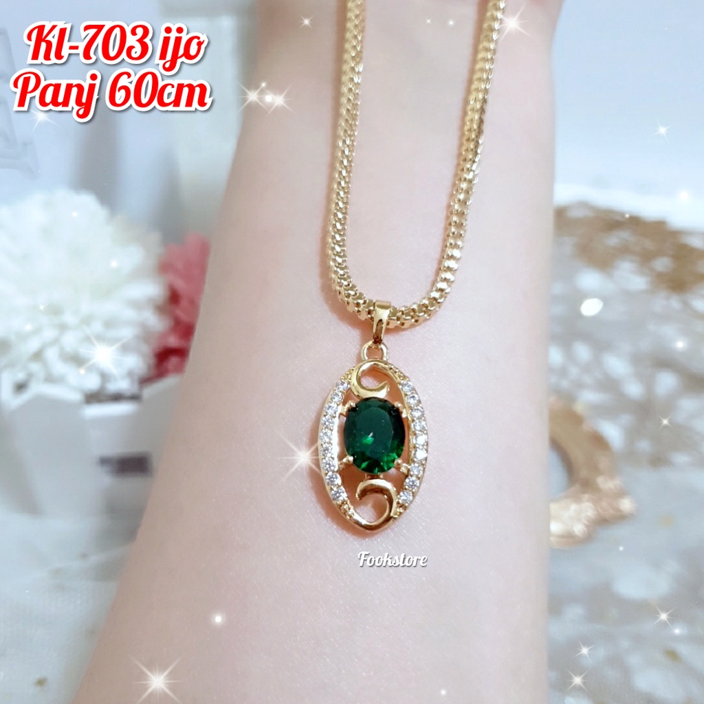 TERBARU KALUNG PERMATA ZICRON WARNA/60CM/ANTI ALERGI