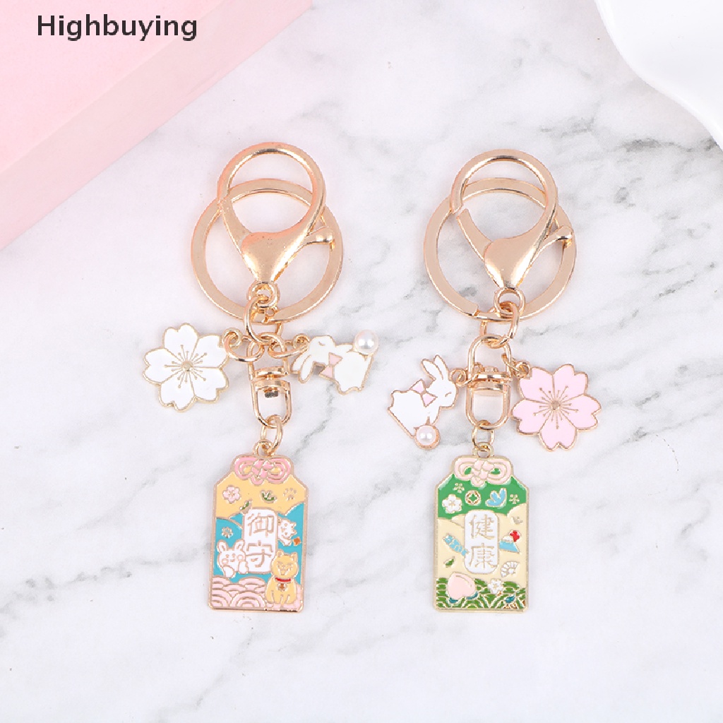 Hbid Gantungan Kunci Jepang Anime Rabbit Untuk Wanita Cherry Blossom Key-Ring Car Bag Pendent Glory