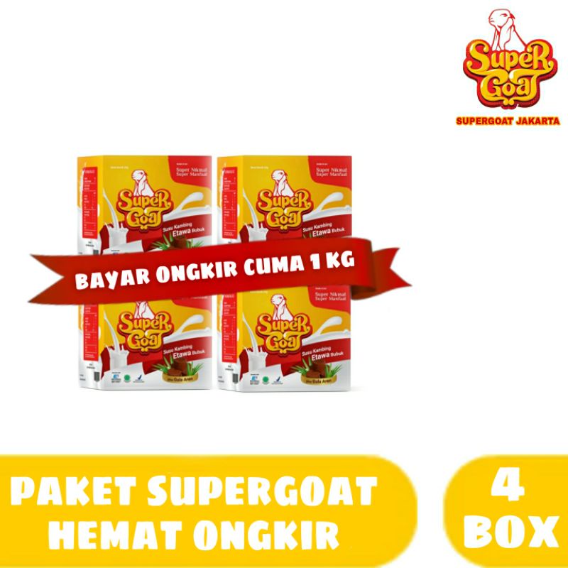 

[ SUPER GOAT 4 KOTAK 1 KG ] SUPERGOAT SUSU KAMBING ETAWA DENGAN CAMPURAN GULA AREN