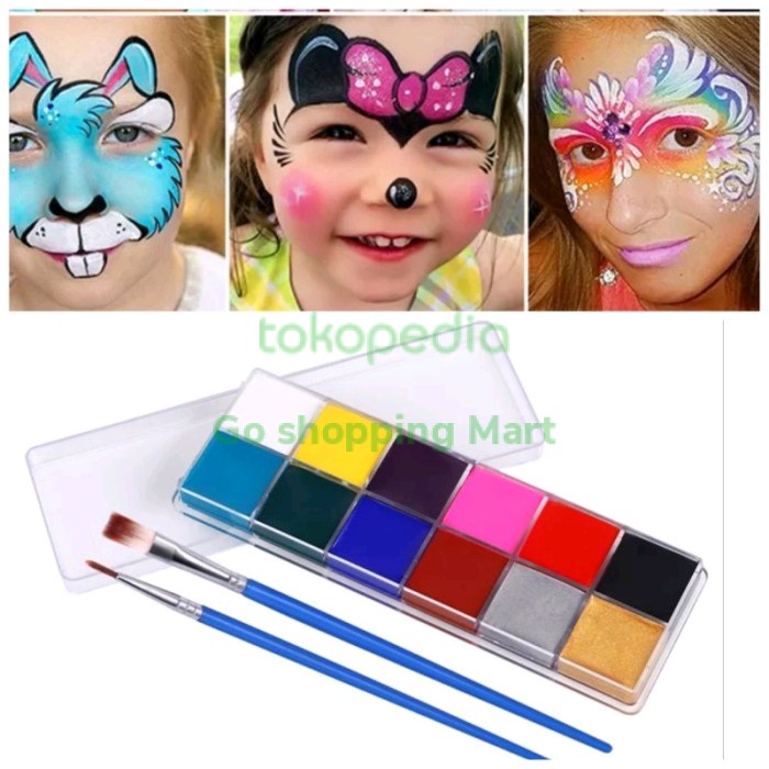 

Kulu Cat Wajah/Tubuh Face Painting 12 Colors Free 2 Brush Kuas