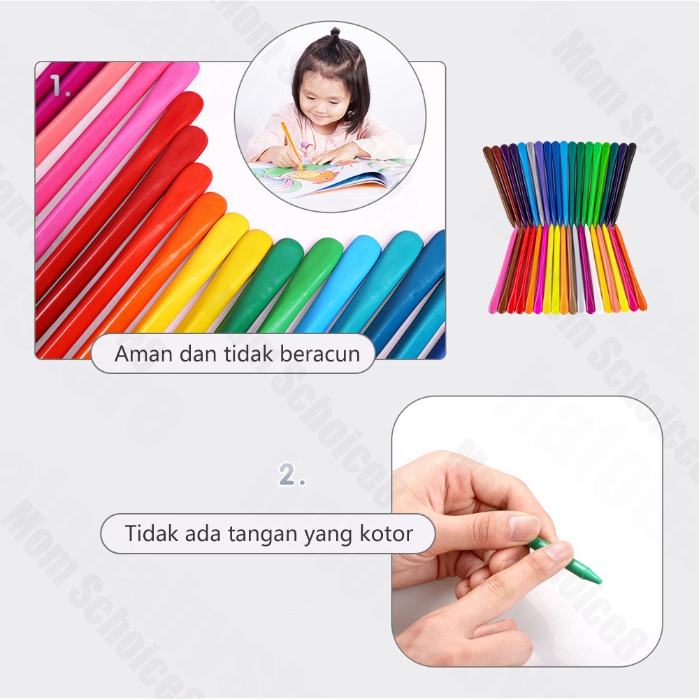 Halo Baby Plastic crayon Anti Kotor Krayon anak 36/24 Warna Krayon Plastik/Anak Crayonlab / Crayon Anti Kotor