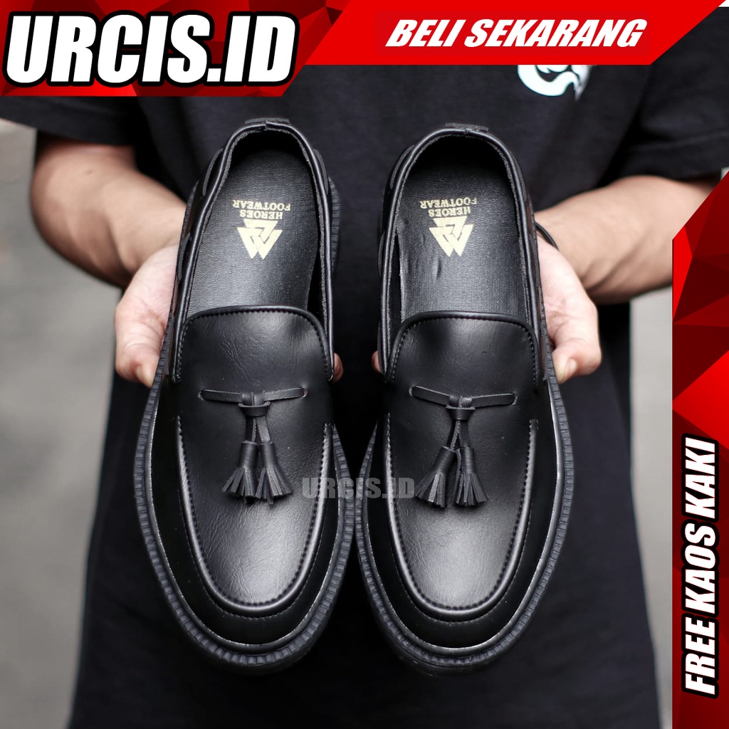 VASCO Sepatu Penny Loafers Pria Hitam Original