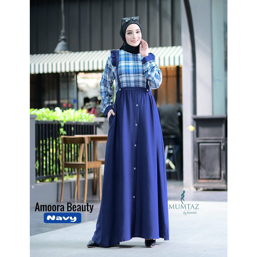 DRESS AVRIL AMOORA MUMTAZ GAMIS OVERALL STYLE CASUAL HANGOUT REMAJA WANITA SYARI KEKINIAN