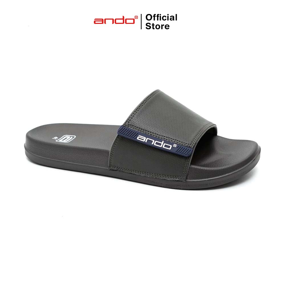 Ando Official Sandal Selop Slip On Slide 03 Pria Dewasa - Abu Abu/Navy